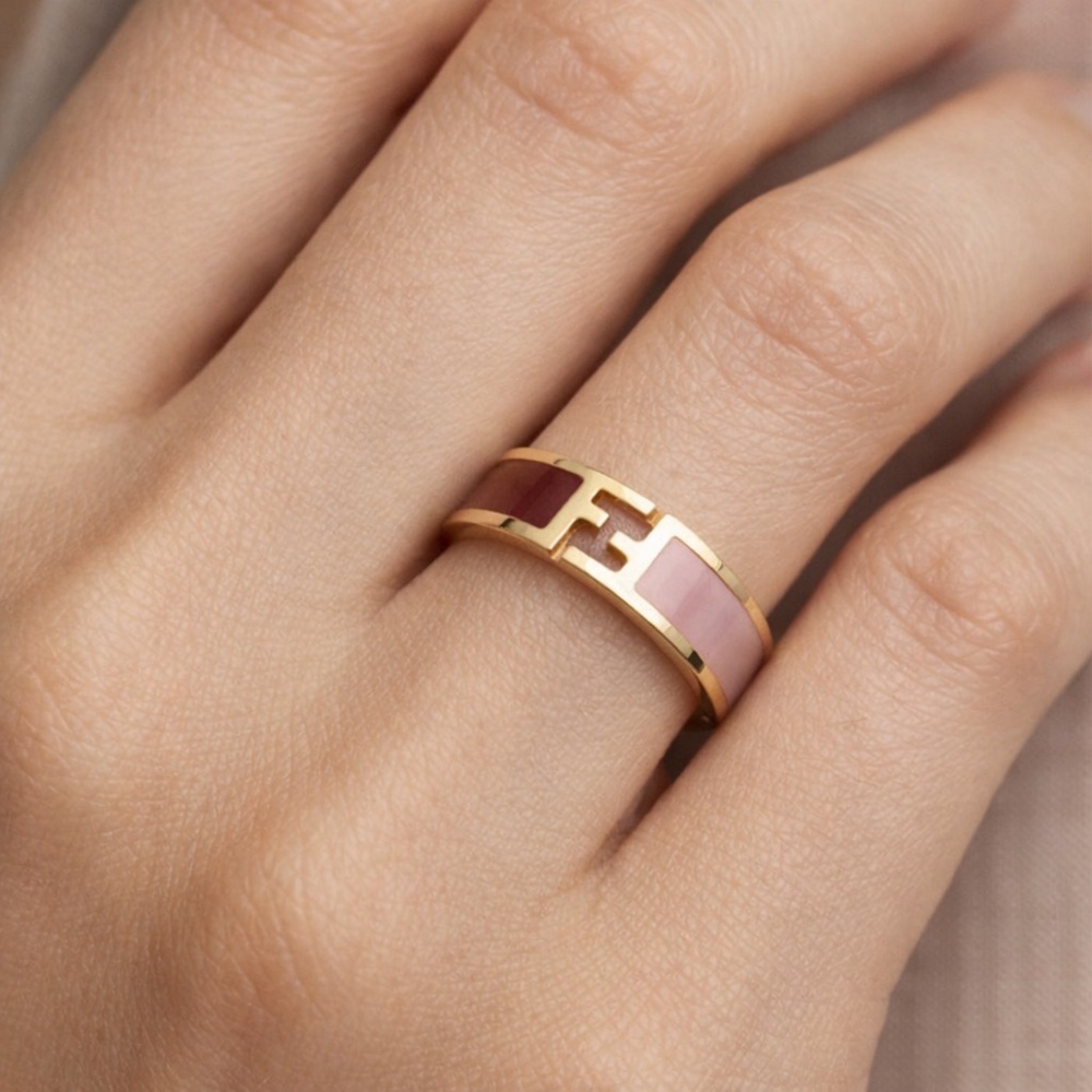 Fendi Fendista Gold And Pink Enamel Band